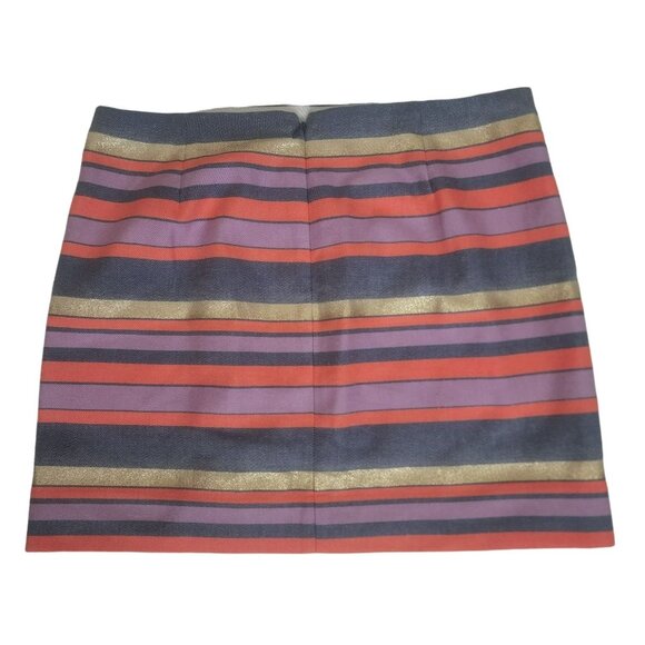 J. Crew Women's Gold/Purple/Blue Stripe Mini Skirt Size 6 - Picture 3 of 8